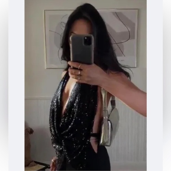 ZARA SEQUIN HALTER TOP - Picture 2 of 10